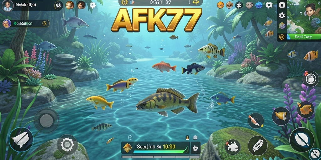 Gameplay AFK77 yang seru, nikmati pengalaman memancing yang realistis.