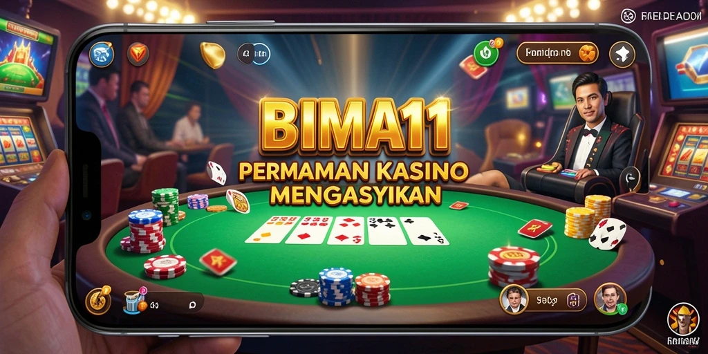 Screenshot utama BIMA11 menampilkan aksi seru permainan kasino.