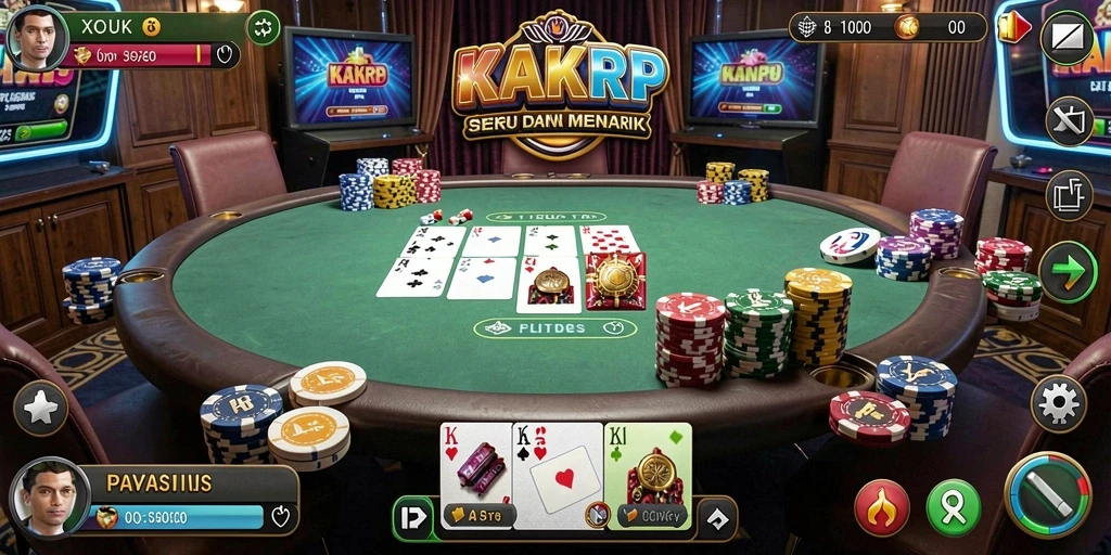 Gambar permainan poker KAKRP dengan antarmuka yang menarik.