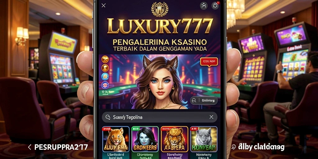 Screenshot gameplay LUXURY777 yang menampilkan slot dan meja kasino.