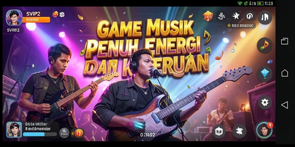 Screenshot gameplay SVIP2 menampilkan pemain memainkan lagu-lagu seru.