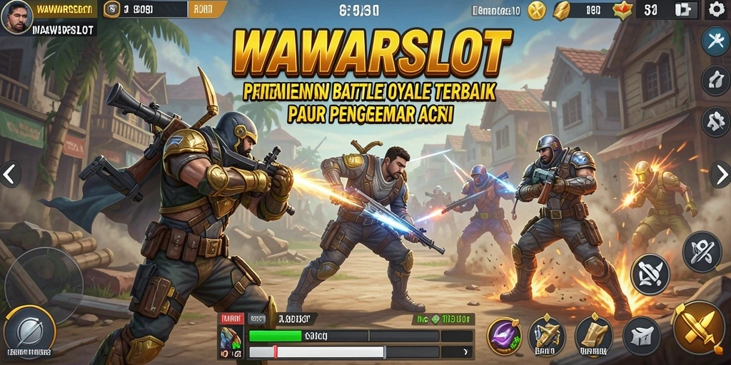 Screenshot dari gameplay WAWARSLOT menampilkan aksi seru Battle Royale.